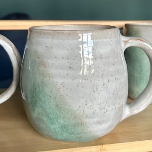 Green and white mug